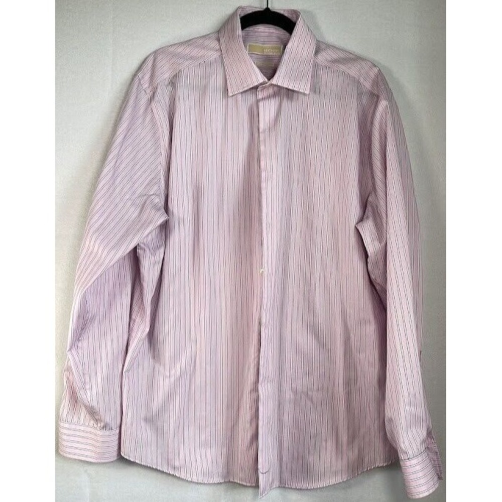 Michael Kors Dress Shirt  Men Pink  17‎  34/35 Button Up Long Sleeve Slim Fit